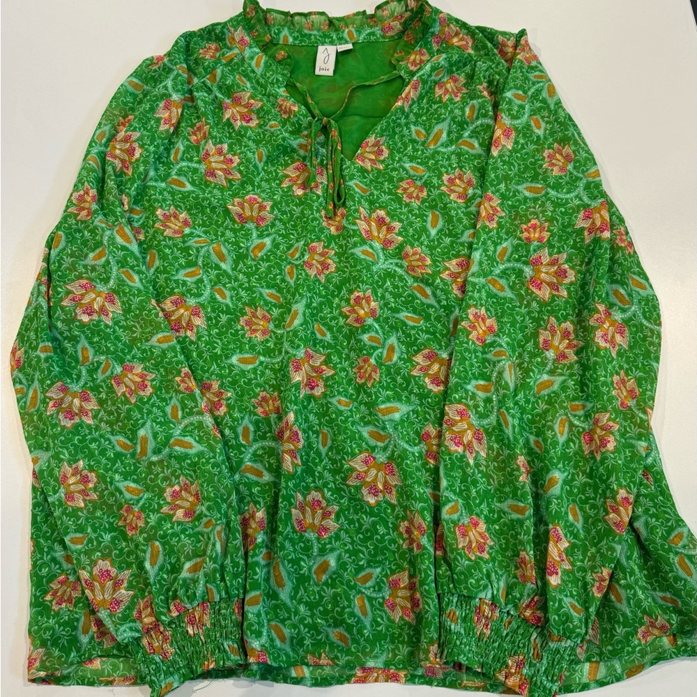 2/$20 Joie long sleeve lined floral blouse size XL - Picture 2 of 10